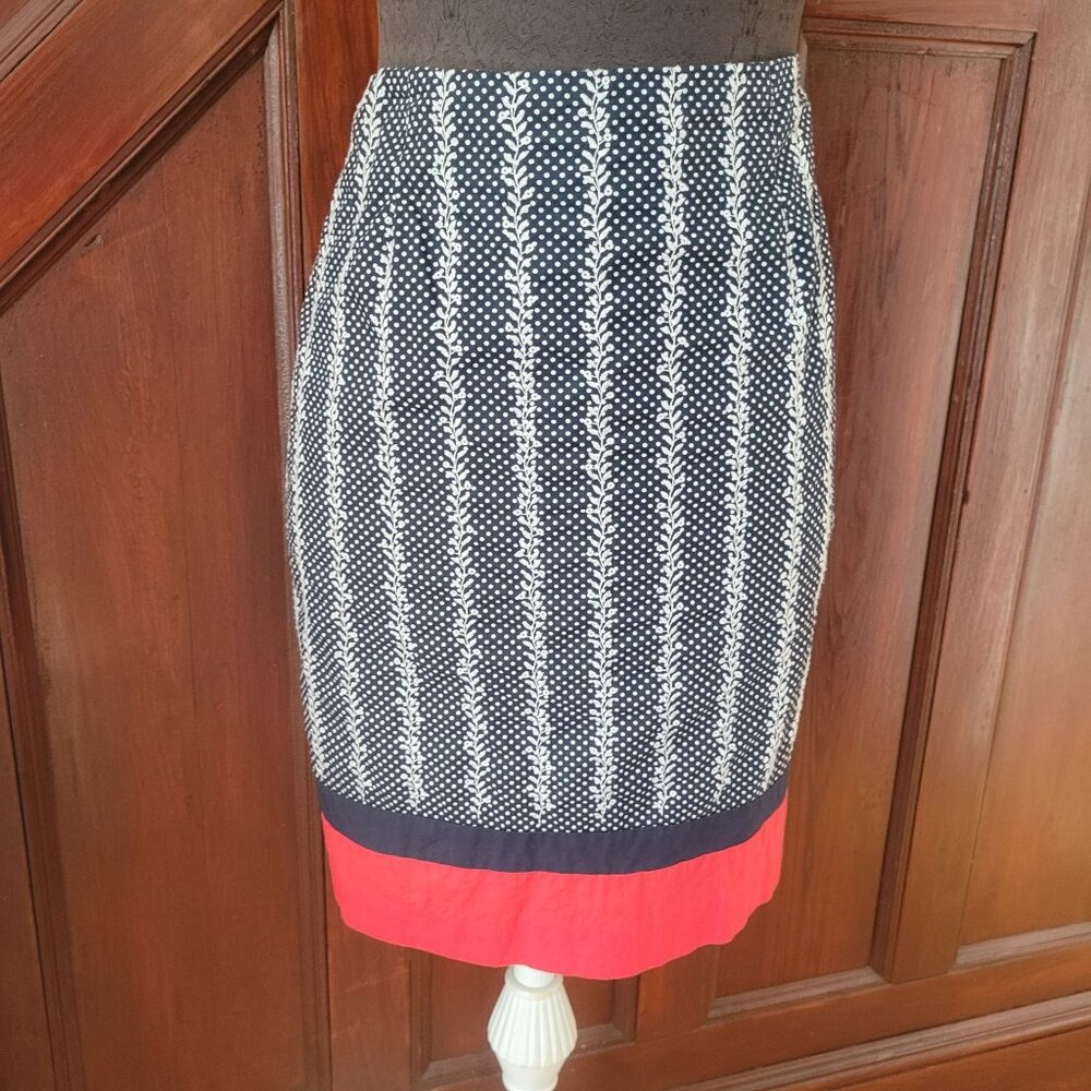 Talbots Womens Navy & Red Print Cotton Skirt Size 16